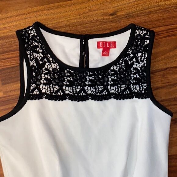 Elle Black & White Dress With Lace Details - Picture 3 of 8